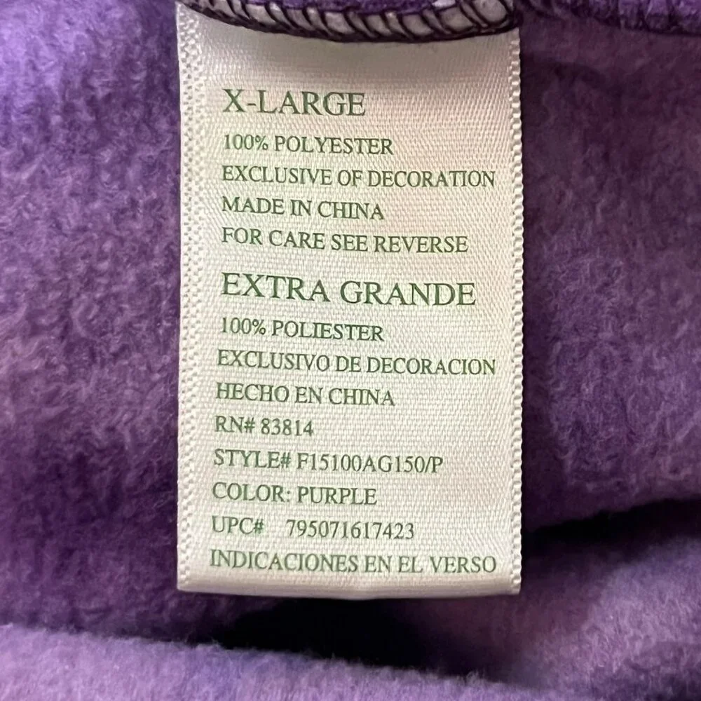 Green Tea Fleece Pullover Womens XL Purple Tie Dye Snap Neck Pockets Used - Picture 8 of 13